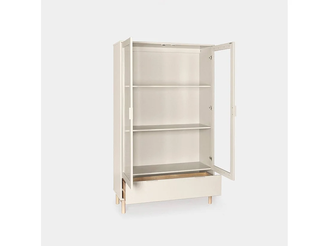 Vitrine double en laqué blanc ivoire 100x170 cm-Elian