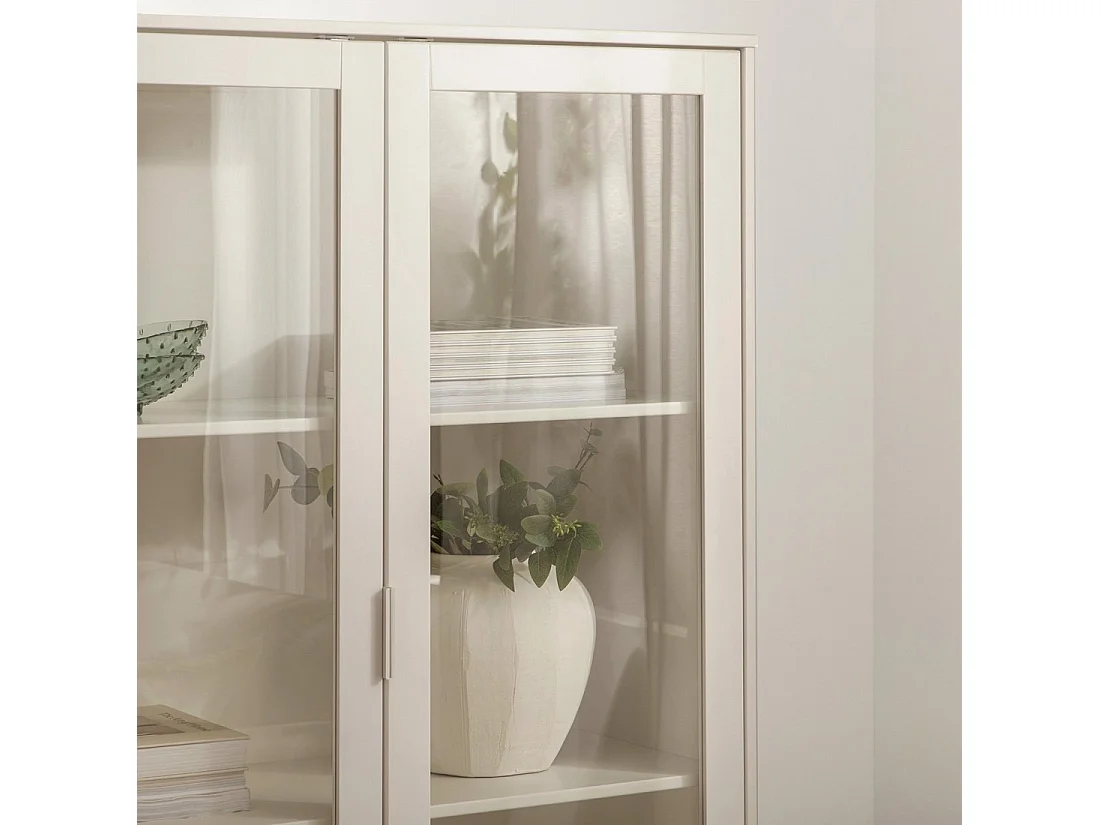 Vitrine double en laqué blanc ivoire 100x170 cm-Elian