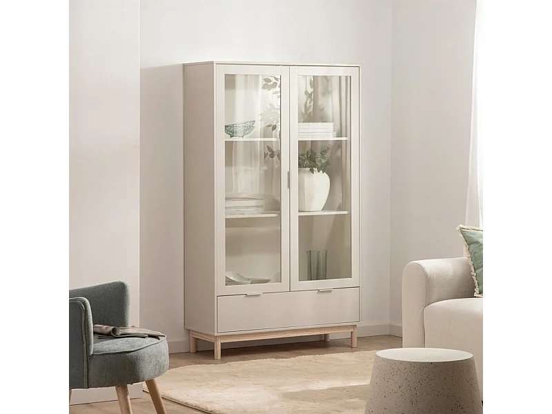 Vitrina doble de Lacado Blanco roto 170 x 100- Elian