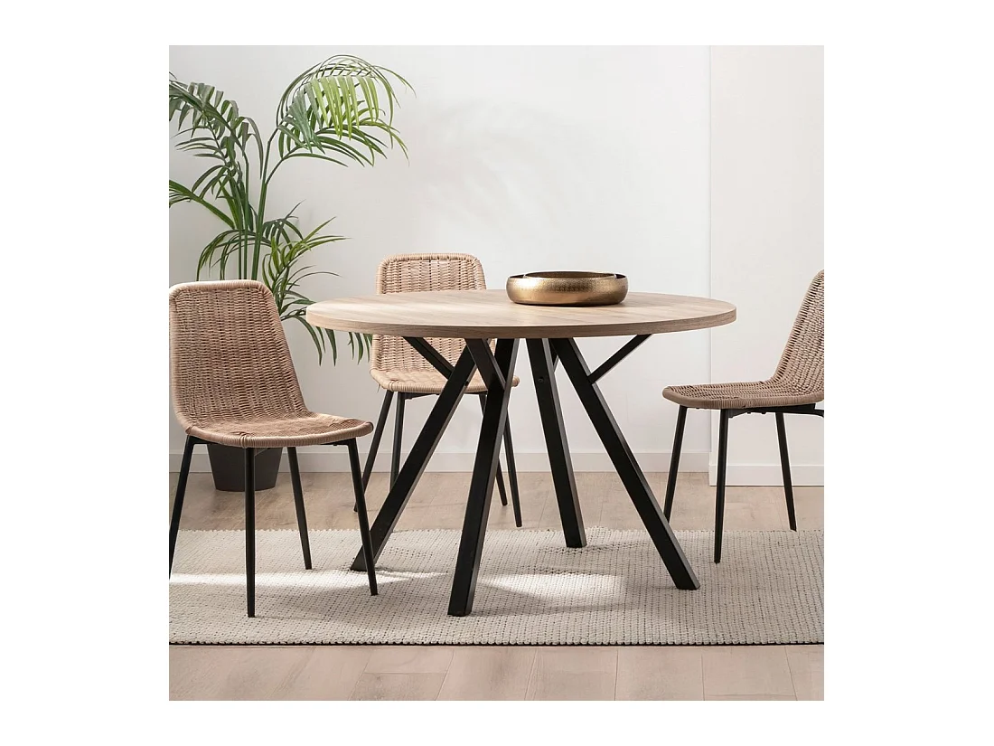 Table fixe en bois naturel 120x77 cm-Glenda