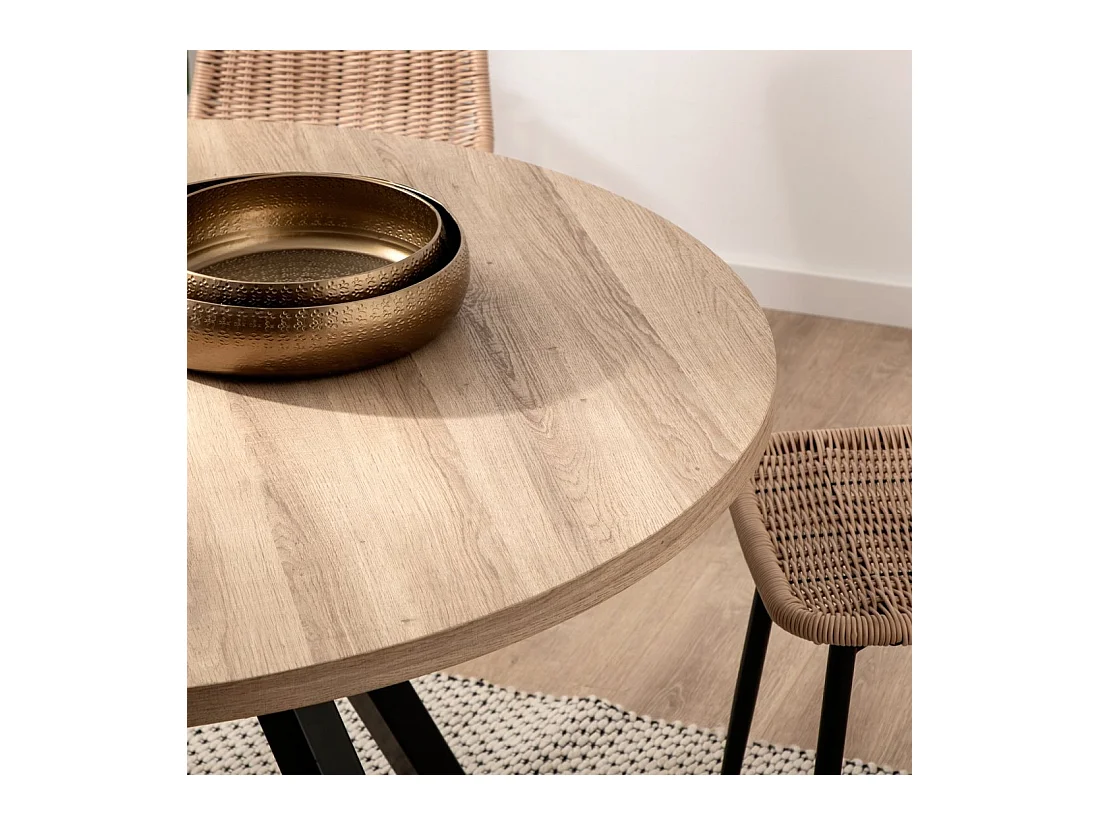 Table fixe en bois naturel 120x77 cm-Glenda