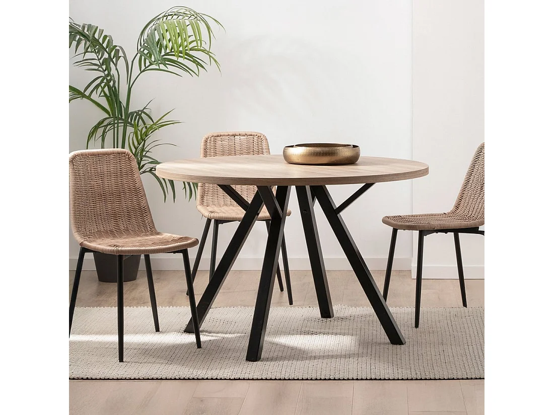 Table fixe en bois naturel 120x77 cm-Glenda