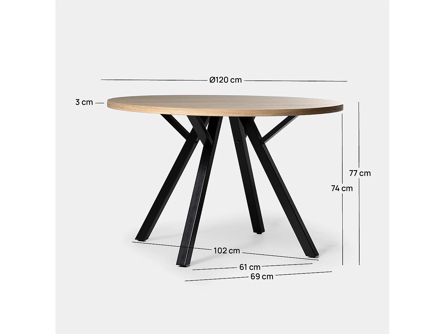 Table fixe en bois naturel 120x77 cm-Glenda
