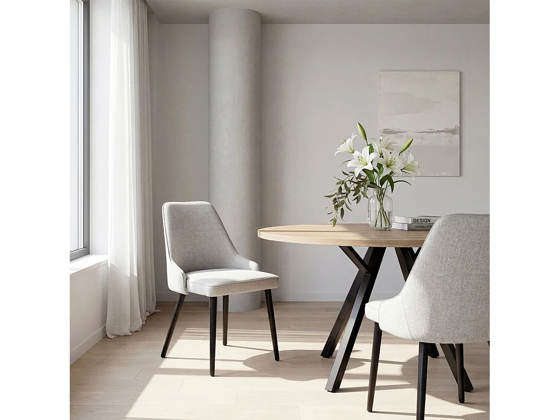 Table fixe en bois naturel 120x77 cm-Glenda