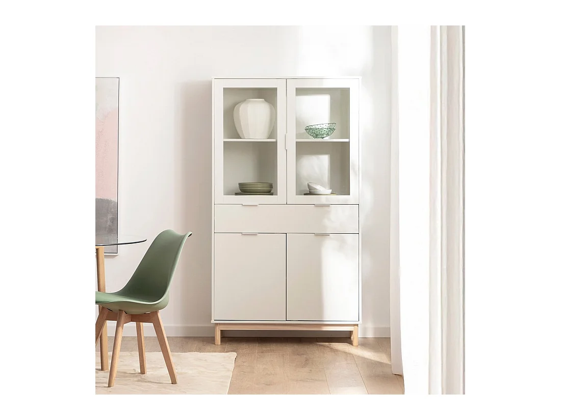 Vitrine double en laqué blanc 95x170 cm-Elian