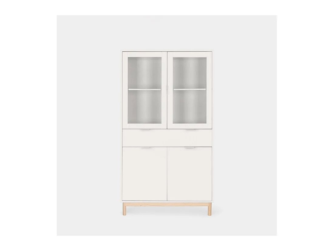 Vitrine double en laqué blanc 95x170 cm-Elian