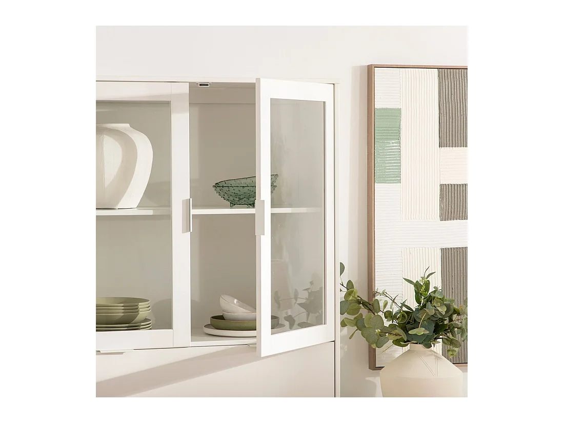 Vitrine double en laqué blanc 95x170 cm-Elian