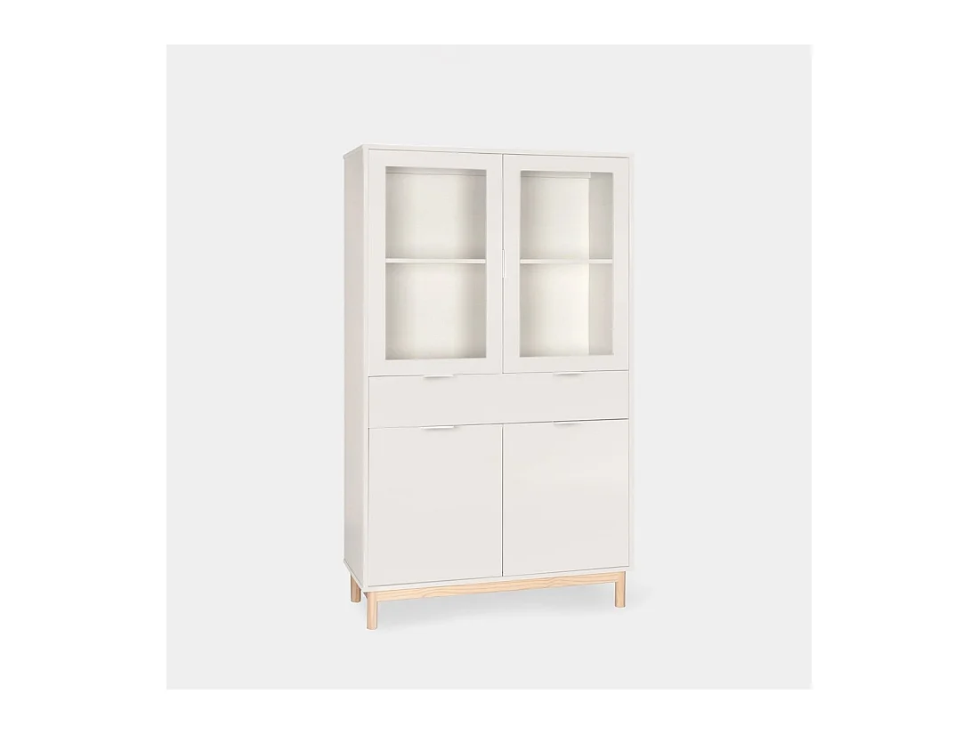 Vitrine double en laqué blanc 95x170 cm-Elian