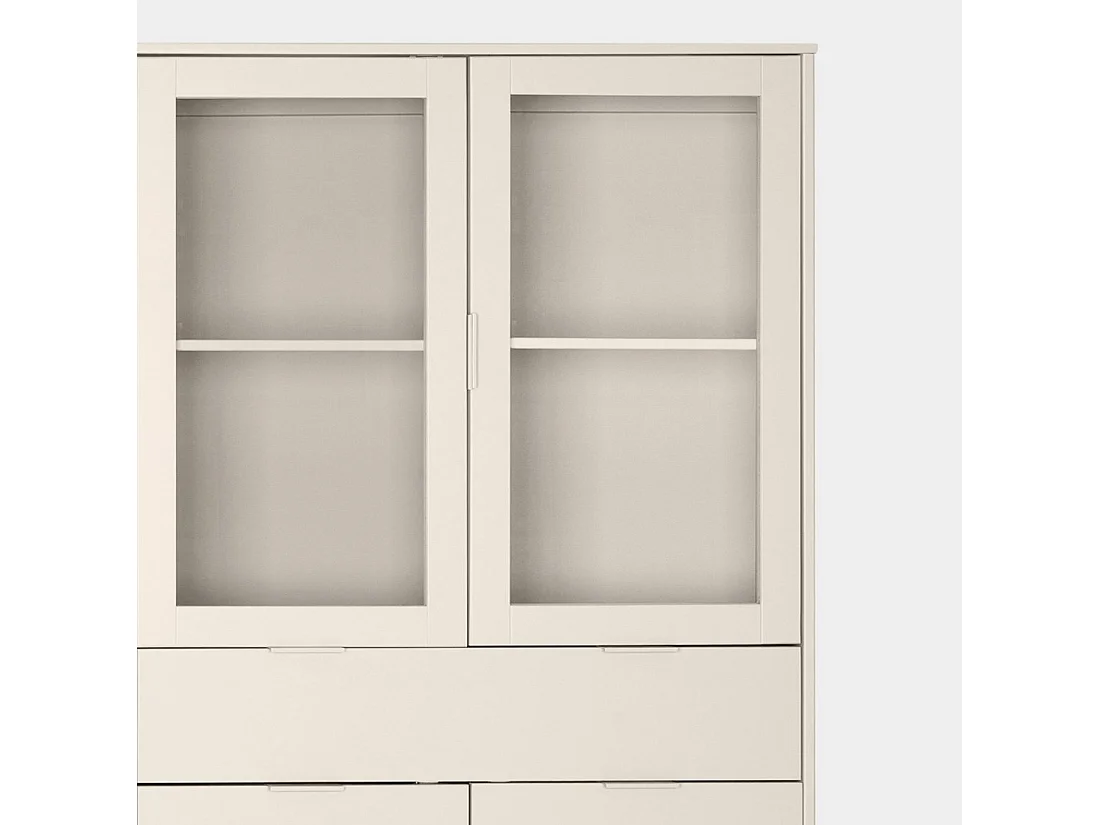 Vitrine double en laqué blanc ivoire 95x170 cm-Elian