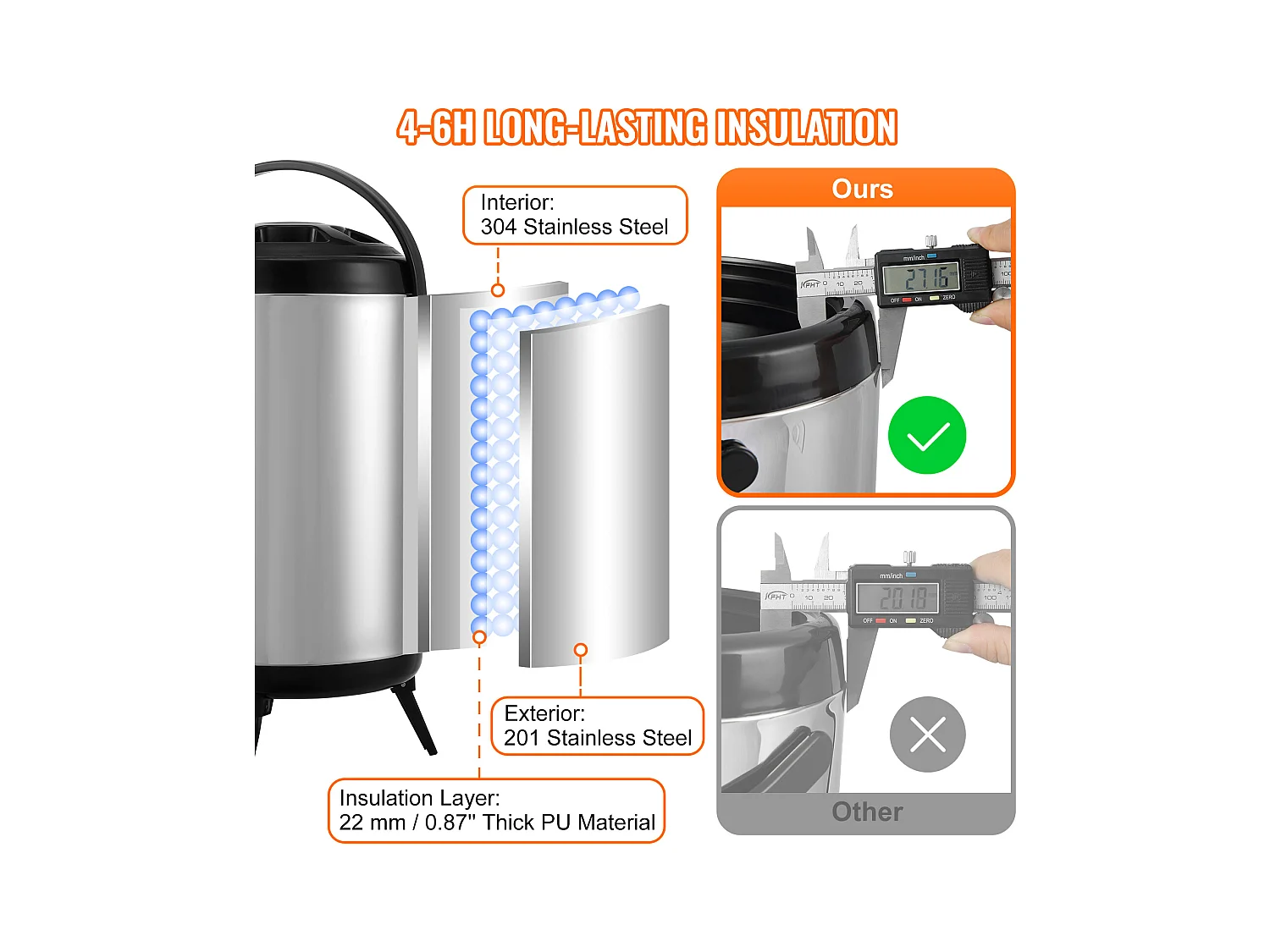 Distributeur de Boissons, SucceBuy Distributeur de Boissons Isotherme 7,6 L en Acier Inoxydable