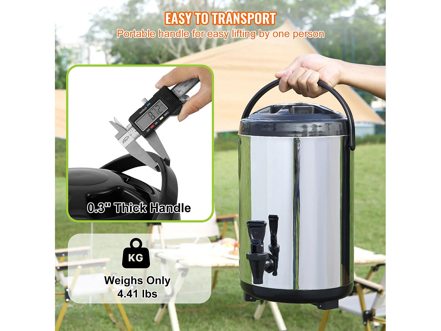 Distributeur de Boissons, SucceBuy Distributeur de Boissons Isotherme 7,6 L en Acier Inoxydable