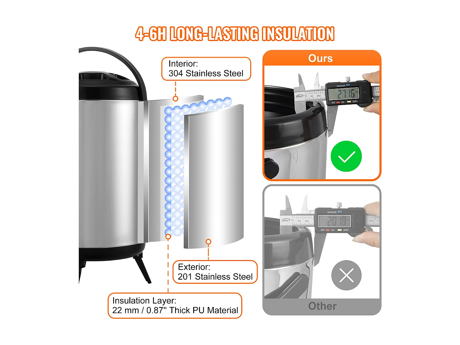 Distribuidor de Bebidas, SucceBuy 7,6 L Distribuidor de Bebidas Isolado em Aço Inoxidável