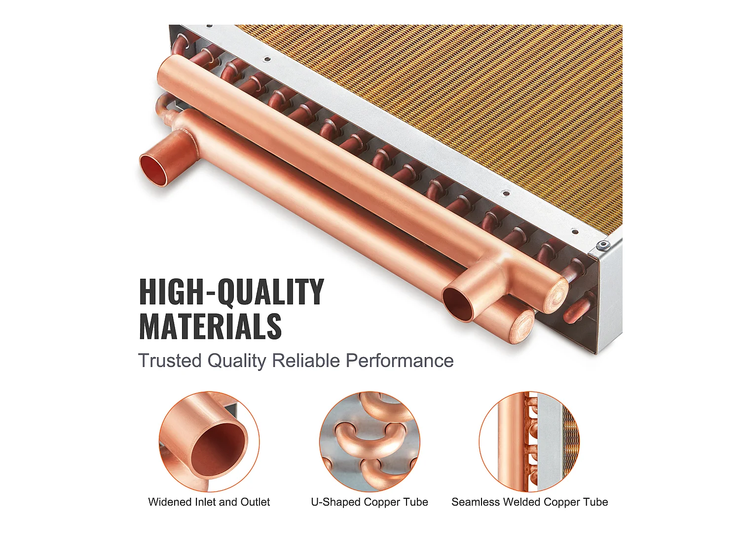 Échangeur de Chaleur Eau-Air SucceBuy 41cm x 41cm, 3 Rangées, Ports 7.6cm/20.3cm, 193 Ailettes