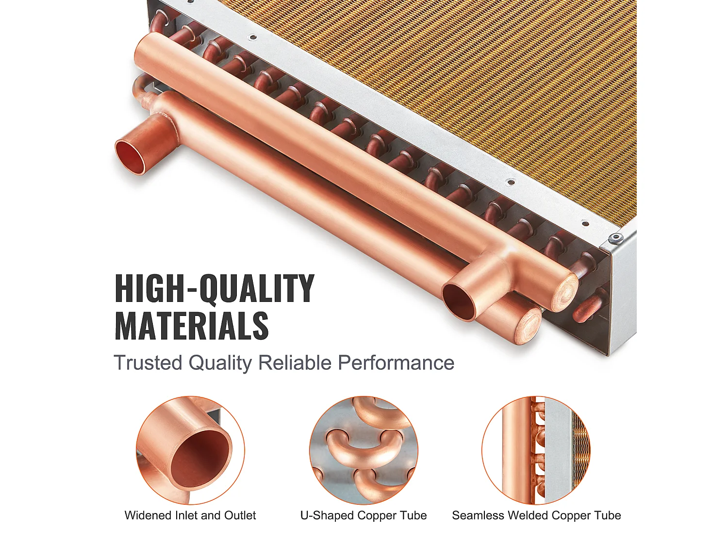 Échangeur de Chaleur Eau-Air SucceBuy 41cm x 41cm, 3 Rangées, Ports 7.6cm/20.3cm, 193 Ailettes