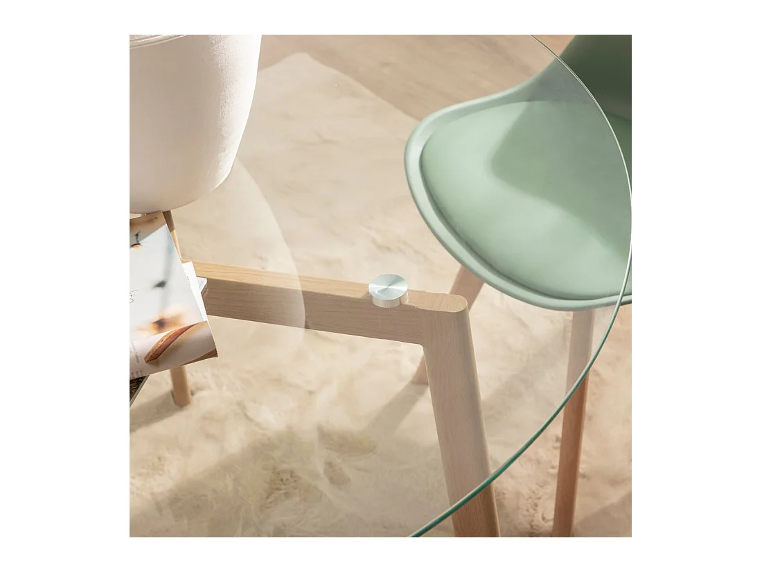 Table fixe en cristal transparent 110x76 cm-Eyre