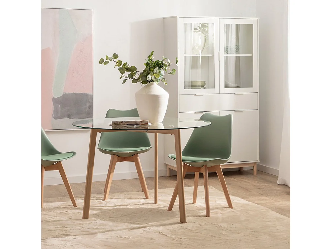 Table fixe en verre transparent 110x76 cm-Eyre