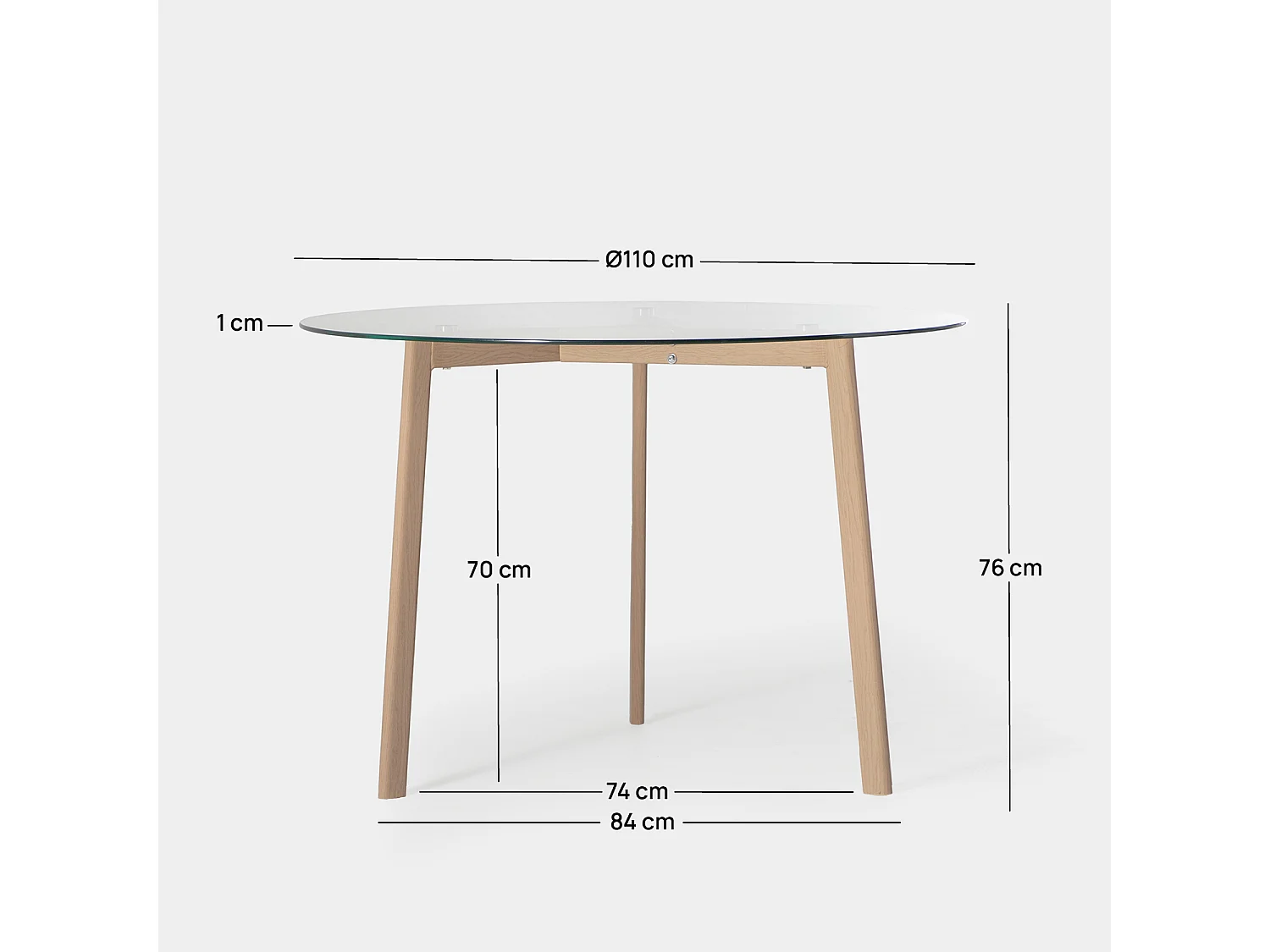 Table fixe en verre transparent 110x76 cm-Eyre