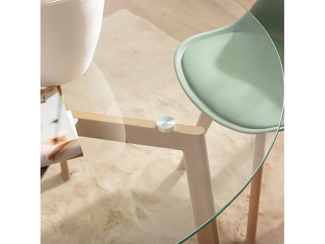 Table fixe en verre transparent 110x76 cm-Eyre