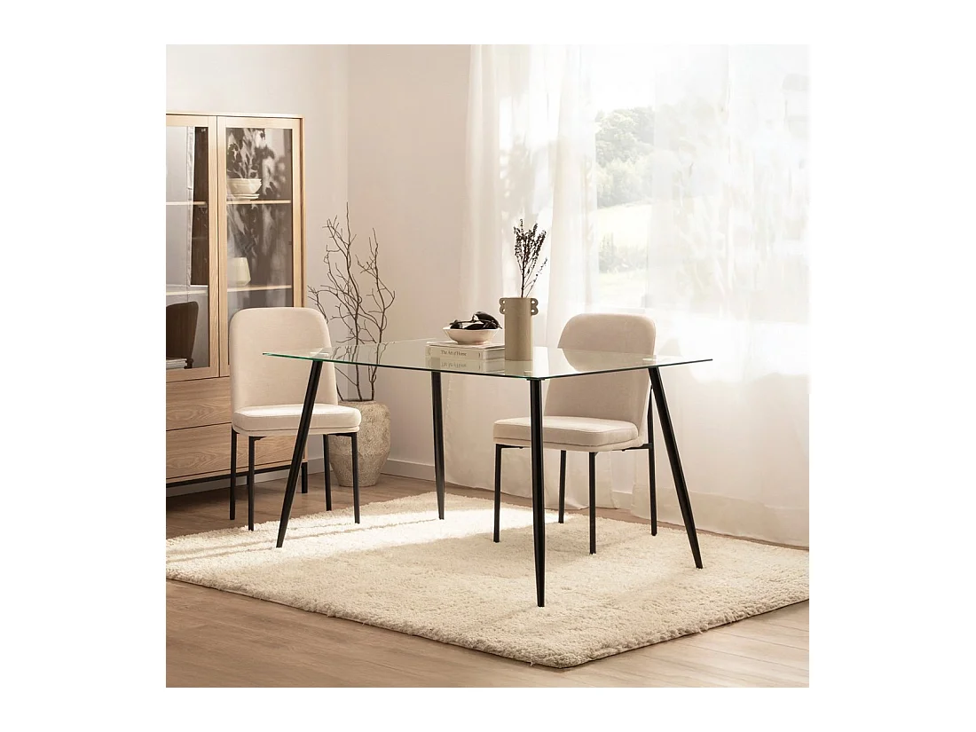 Table fixe en cristal transparent 140x75 cm-Tary