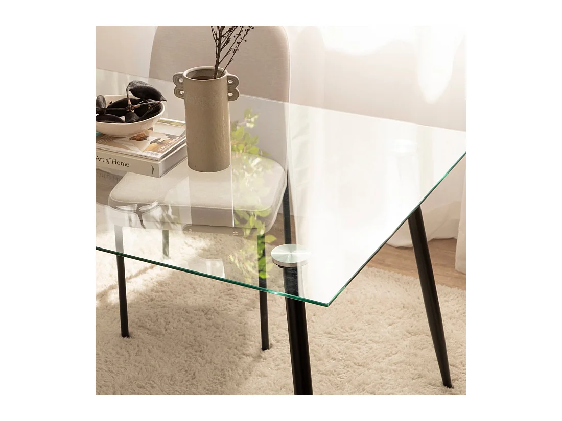 Table fixe en cristal transparent 140x75 cm-Tary