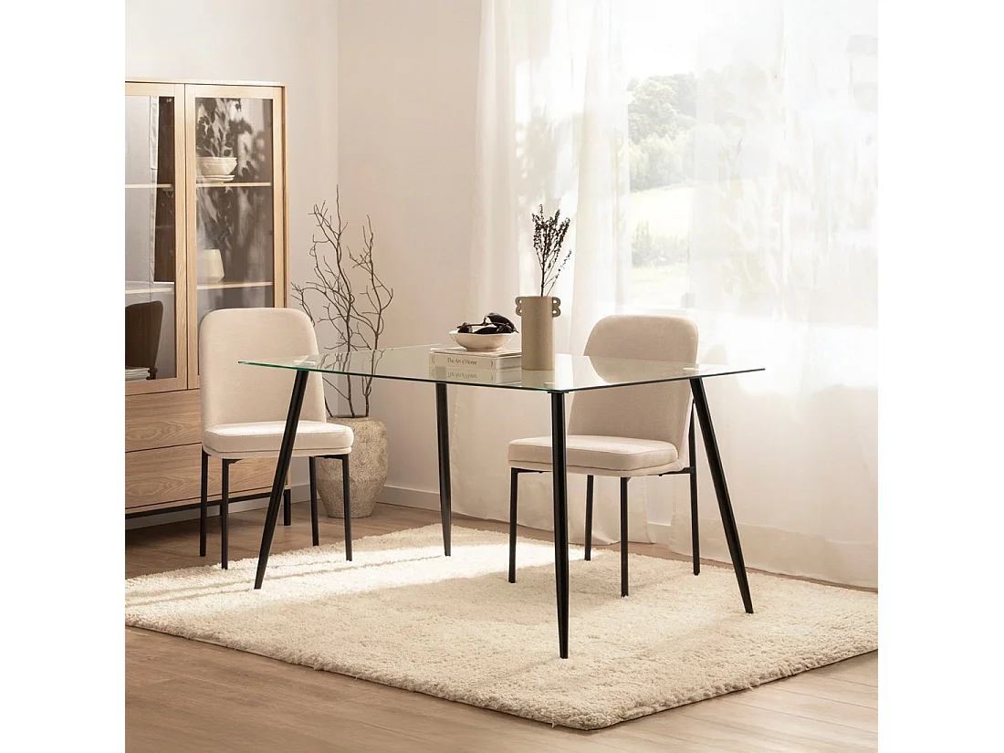 Mesa fija de Cristal Transparente 75 x 140- Tary