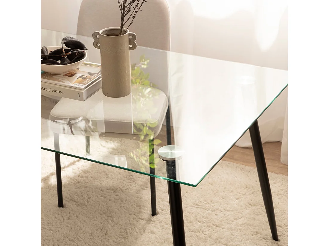 Mesa fija de Cristal Transparente 75 x 140- Tary