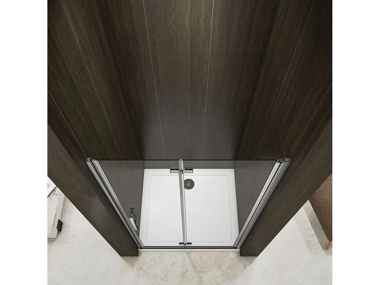 76x195 cm Porta Doccia Per Nicchia Battente e Pieghevole a Libro In Vetro Temperato Trasparente Anticalcare Da 6 mm