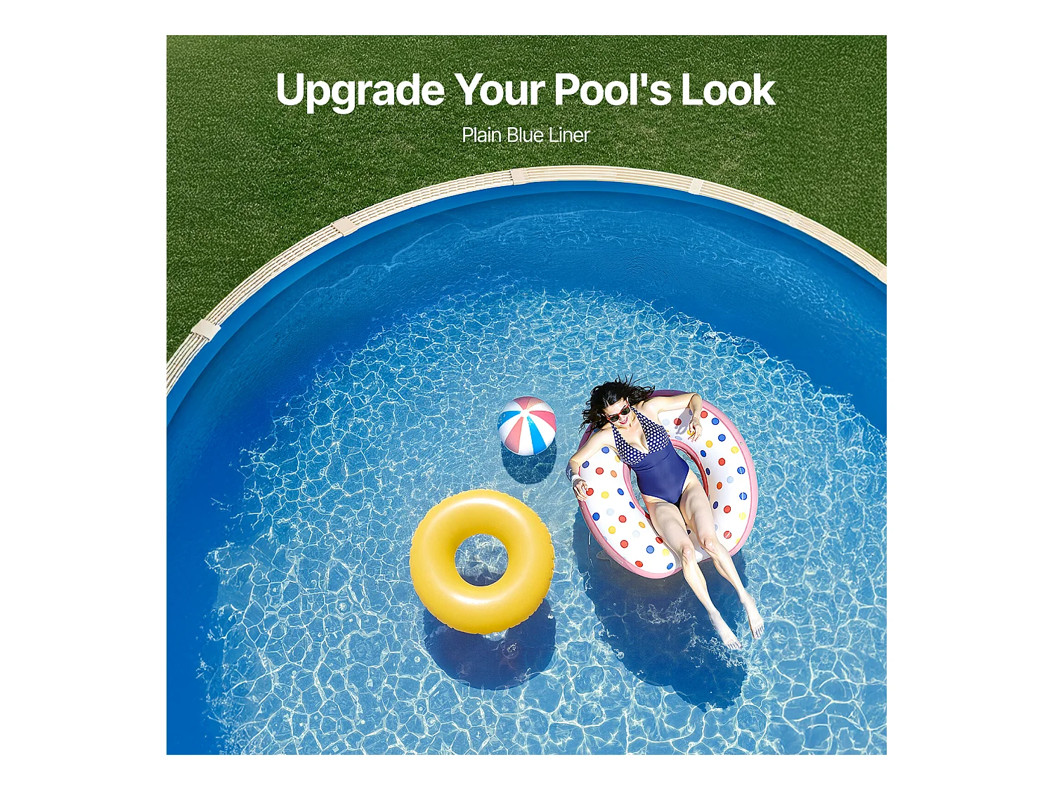 Revêtement de Piscine, SucceBuy Doublure de Piscine Ronde Unibead 350 × 120 cm Couleur Unie