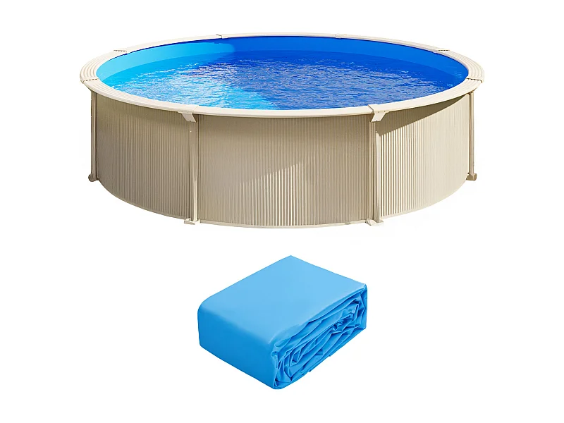 Rivestimento per Piscina, SucceBuy Fodera per Piscina Rotonda Unibead 350 × 120 cm Colore Unito