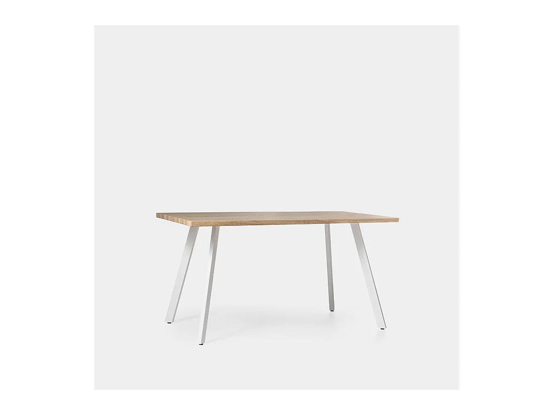Table fixe en bois naturel 160x77 cm-Laina