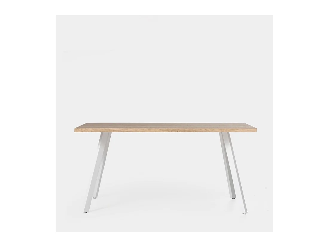 Table fixe en bois naturel 160x77 cm-Laina