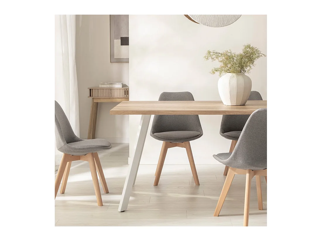 Table fixe en bois naturel 160x77 cm-Laina