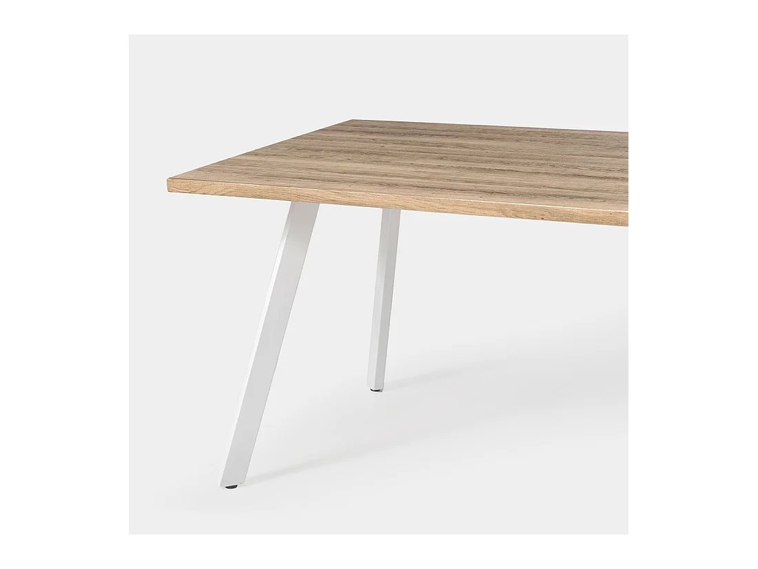 Table fixe en bois naturel 160x77 cm-Laina