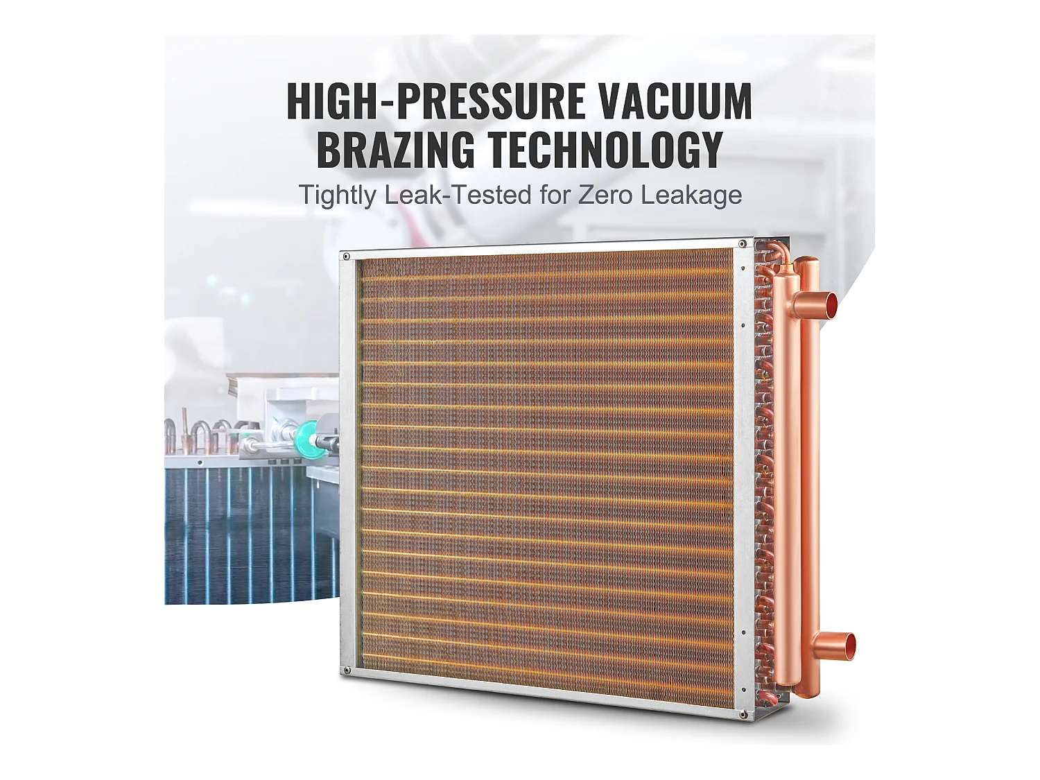 Échangeur de Chaleur Eau-Air SucceBuy 51cm x 51cm, 3 Rangées, Ports 7.6cm/20.3cm, 242 Ailettes