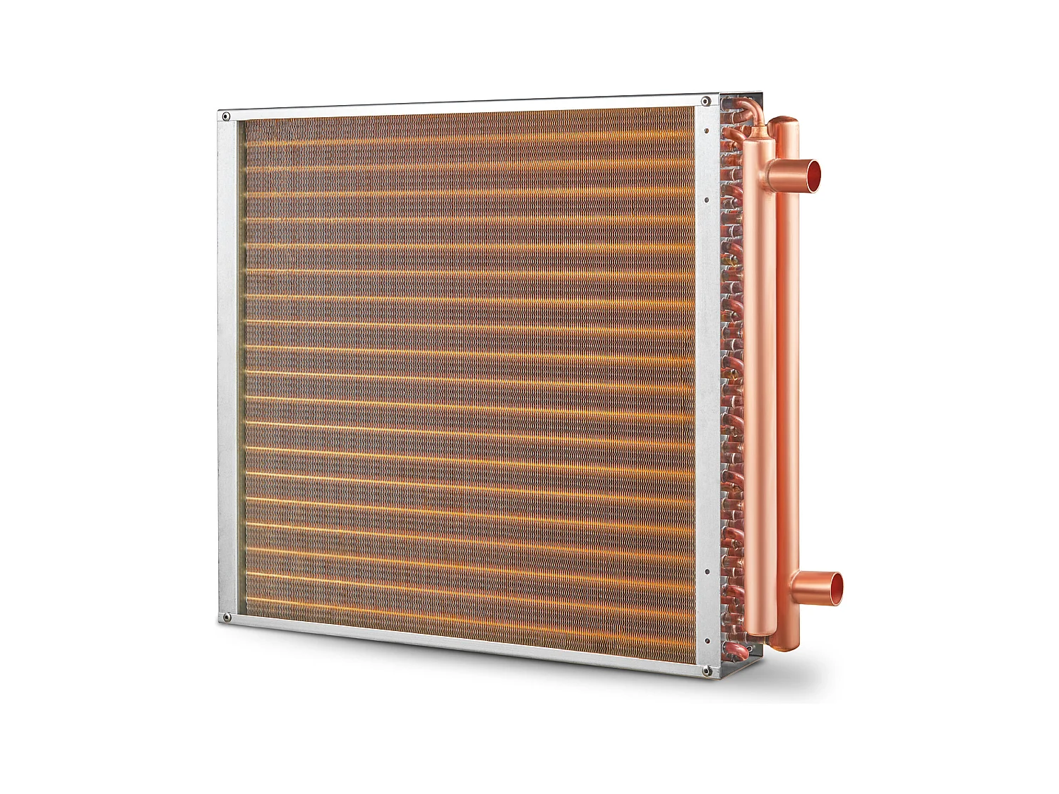 Water-Lucht Warmtewisselaar SucceBuy 51cm x 51cm, 3 Rijen, Poorten 7.6cm/20.3cm, 242 Vinnen