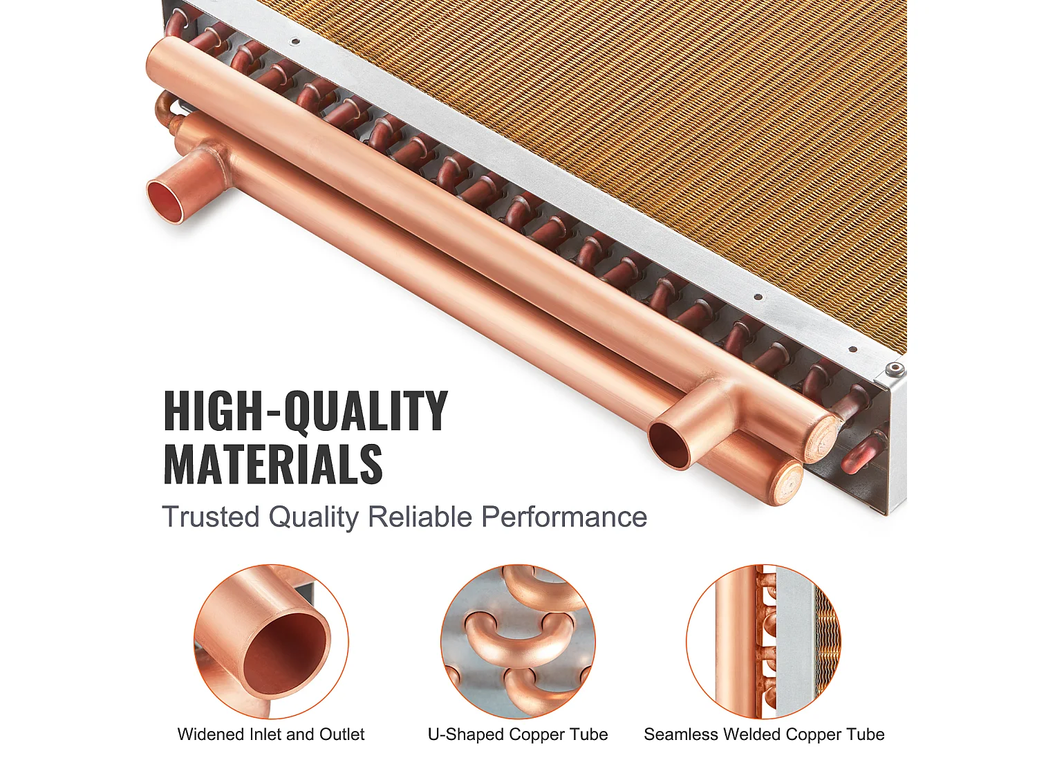 Water-Lucht Warmtewisselaar SucceBuy 51cm x 51cm, 3 Rijen, Poorten 7.6cm/20.3cm, 242 Vinnen