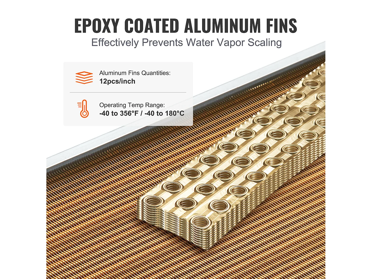 Water-Lucht Warmtewisselaar SucceBuy 51cm x 51cm, 3 Rijen, Poorten 7.6cm/20.3cm, 242 Vinnen