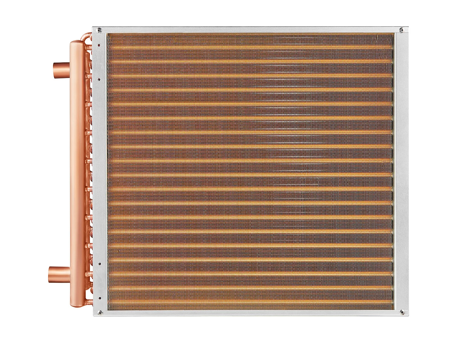 Water-Lucht Warmtewisselaar SucceBuy 51cm x 51cm, 3 Rijen, Poorten 7.6cm/20.3cm, 242 Vinnen