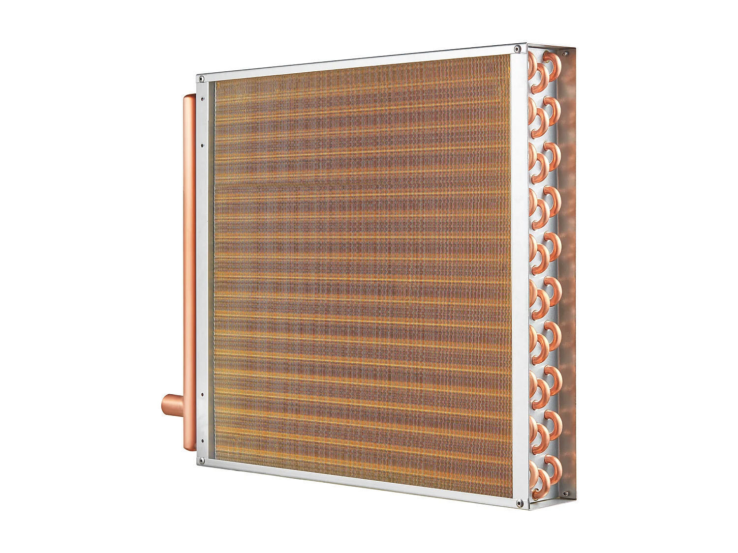 Water-Lucht Warmtewisselaar SucceBuy 51cm x 51cm, 3 Rijen, Poorten 7.6cm/20.3cm, 242 Vinnen