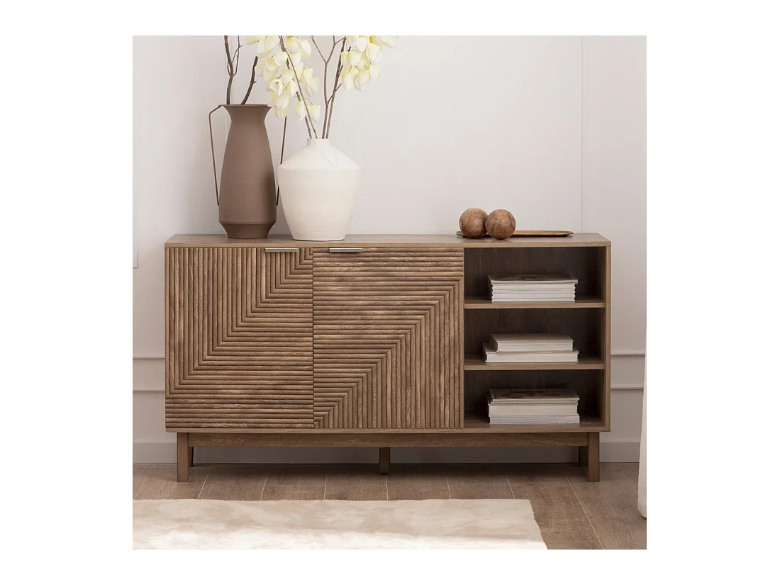 Buffet bas en bois naturel 140x77 cm-Doren