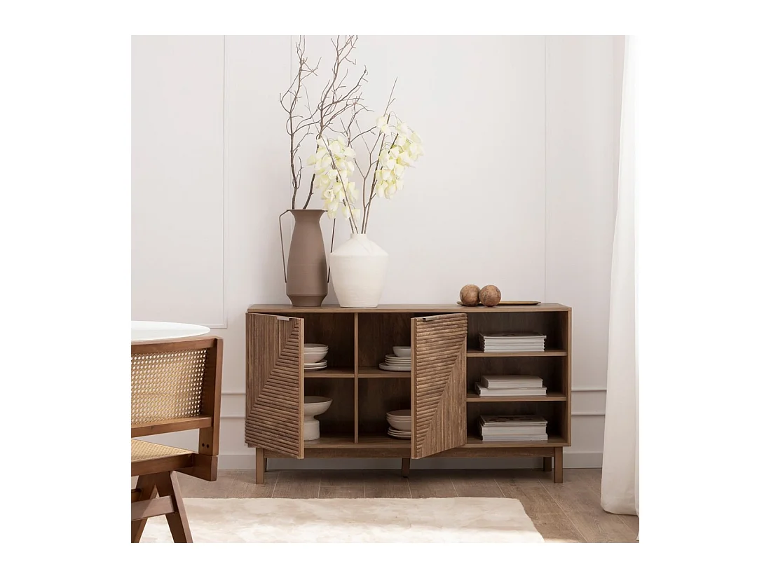 Buffet bas en bois naturel 140x77 cm-Doren