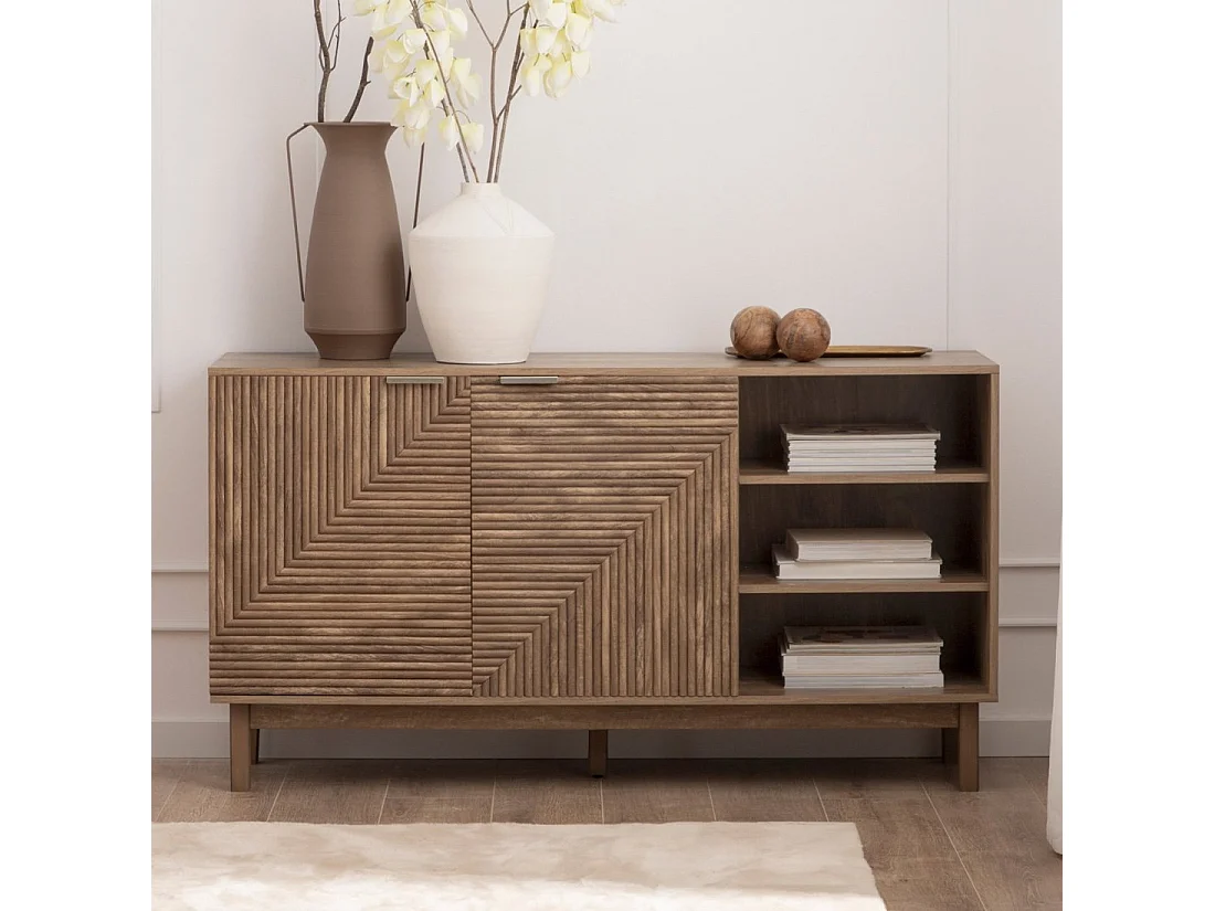 Buffet bas en bois naturel 140x77 cm-Doren
