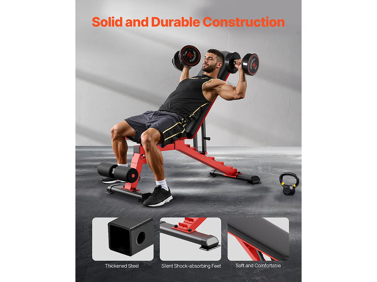 Banc de Musculation, SucceBuy Banc de Musculation pour Abdominaux à Domicile, Réglable et Pliable