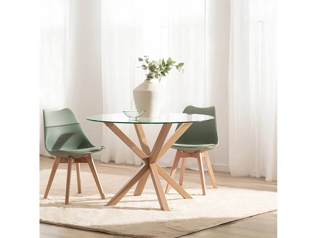 Table fixe en verre verre transparent 110x75 cm-Aras