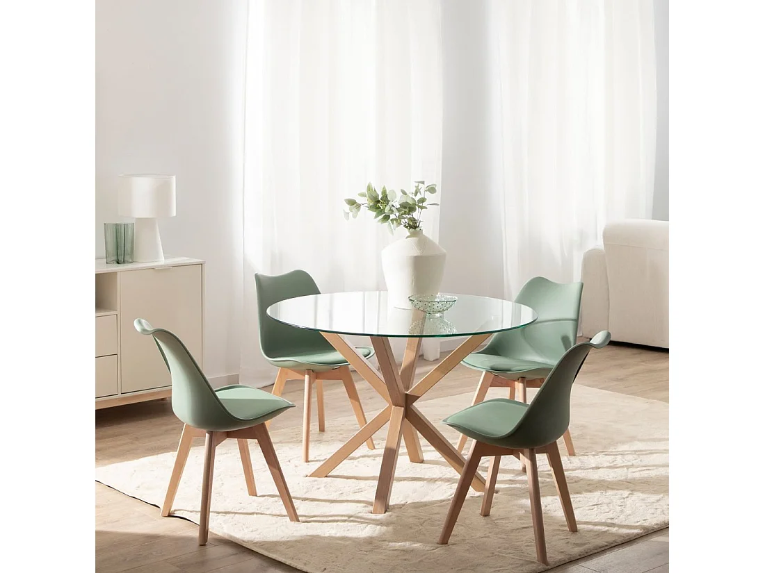 Table fixe en verre verre transparent 110x75 cm-Aras