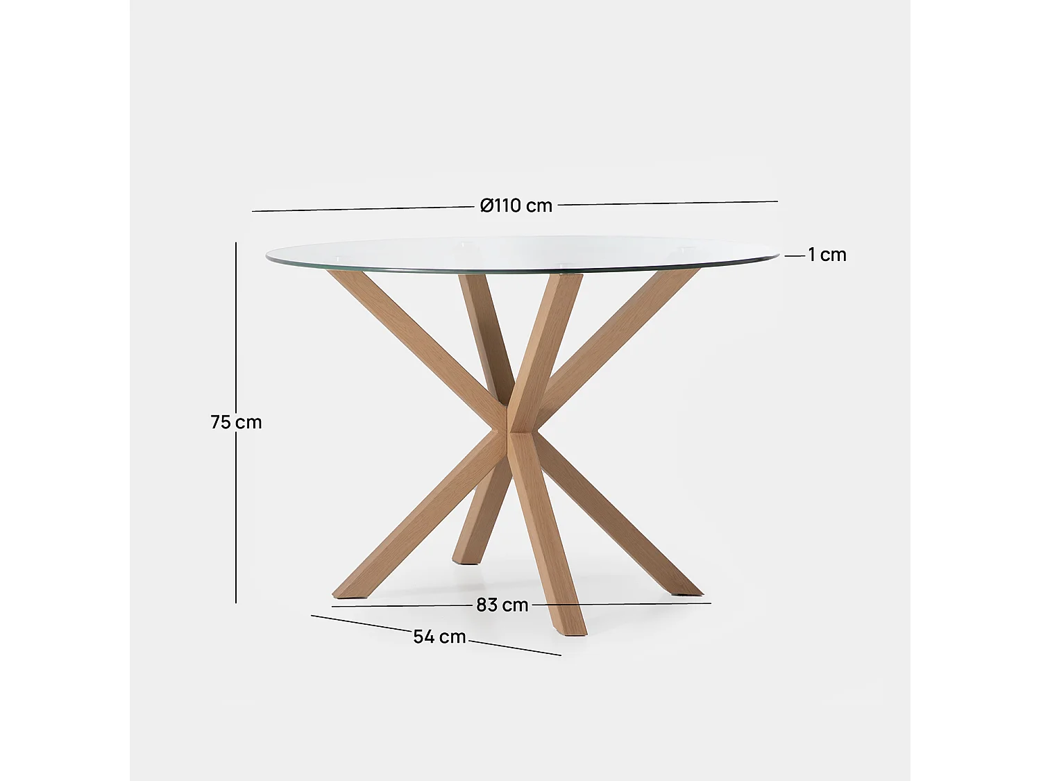 Table fixe en verre verre transparent 110x75 cm-Aras