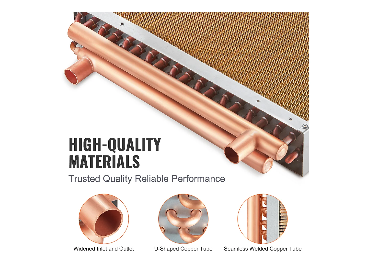 Échangeur de Chaleur Eau-Air SucceBuy 46cm x 51cm, 3 Rangées, Ports 7.6/20.3cm, 242 Ailettes
