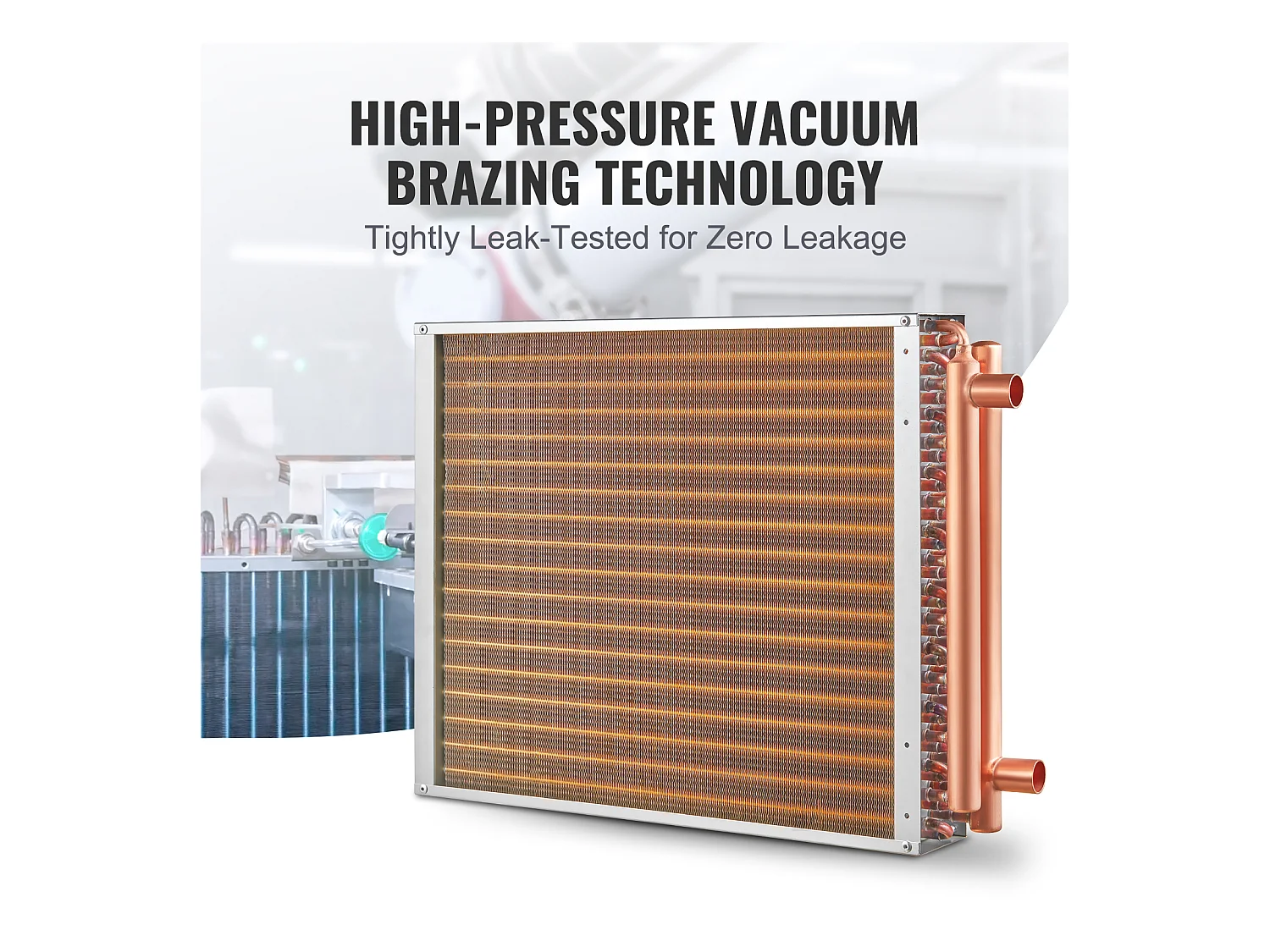 Échangeur de Chaleur Eau-Air SucceBuy 46cm x 51cm, 3 Rangées, Ports 7.6/20.3cm, 242 Ailettes