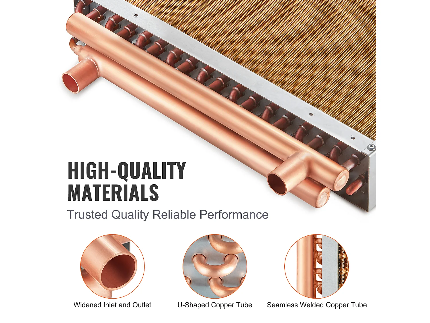 Intercambiador de Calor Agua-Aire SucceBuy 46cm x 51cm, 3 Filas, Puertos 7.6/20.3cm, 242 Aletas
