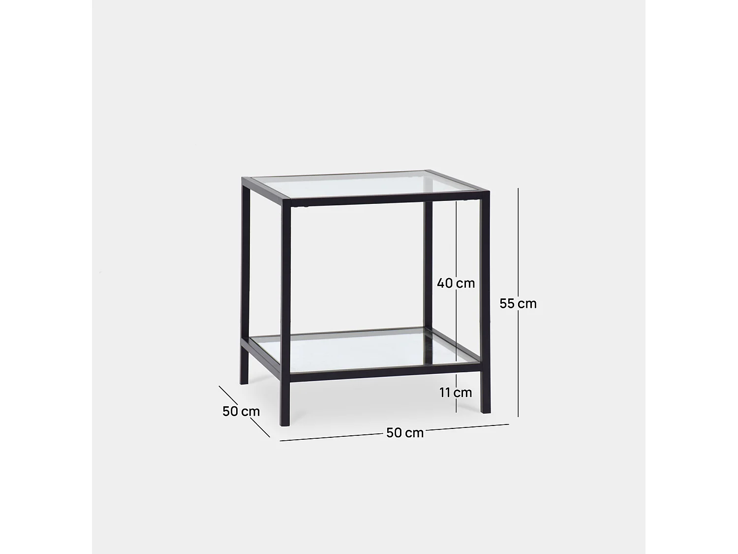 Table d'appoint en verre transparent 50x55 cm-Crisal